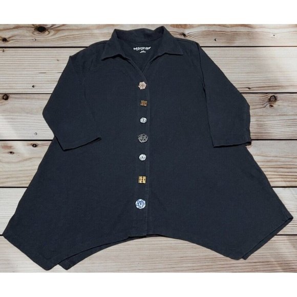 Soft Surroundings Cardigan Sweater Womens Sz‎ S Black Button Lagenlook 3/… - Picture 1 of 11